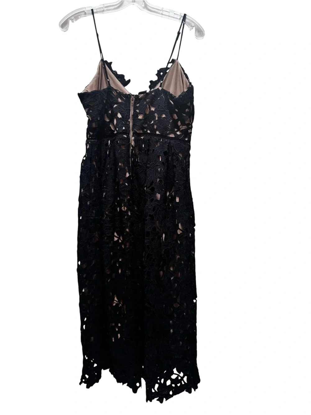 Sans Souci Floral Lace Overlay Midi Dress M Crochet Lined Black Party Wedding - Picture 4 of 16